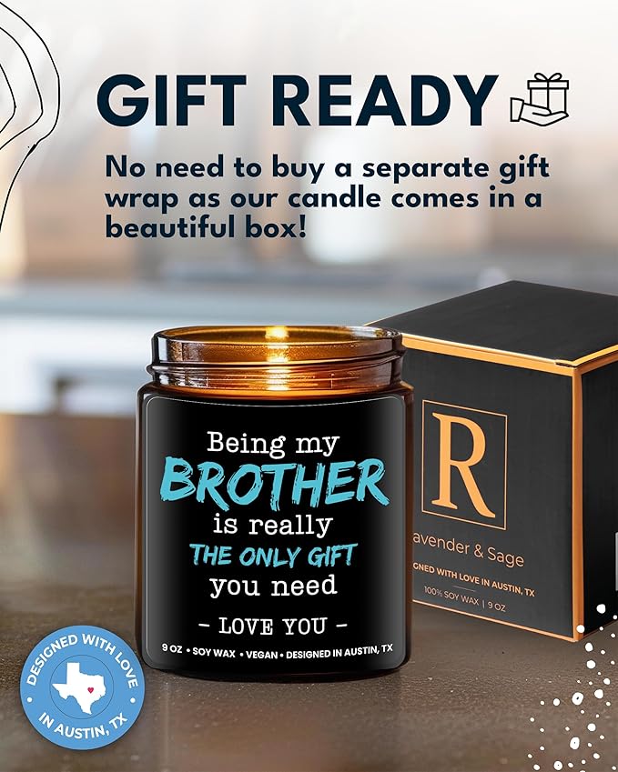 Being My Brother Is the Only Gift You Need Candle, Funny Brother Gifts From Sister, Birthday Gifts For Brother, Brother Birthday Gift For Brother Gifts From Sister Unique, Best Gifts For Brother Adult