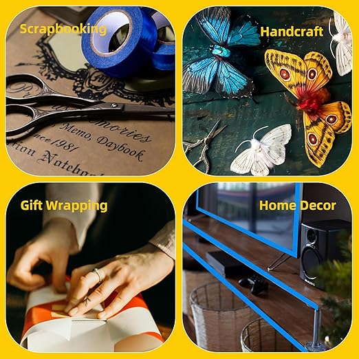 Solid Foil Washi Tape - Low Tack Self Adhesive Decorative Washi Tape Shiny Metallic Color - 3/5 Inch Wide and 66 FT Long Total, Blue