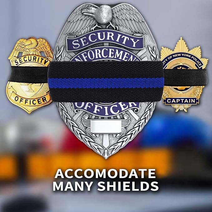 CREATRILL 40 Pack Police Mourning Band Stripe Police Officer Badge Shield Funeral Honor Guard Straps for Badge Size of 1.4" to 2.4", 2 Styles(20 Pack Black + 20 Pack Thin Blue Line)