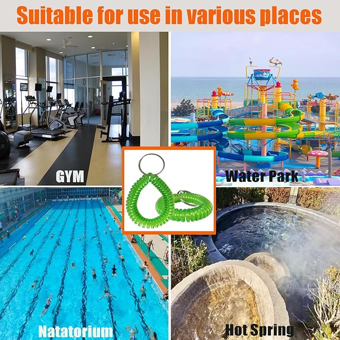 Pack of 36 Colorful Spring Spiral Wrist Coil Key Chain, Wristband Key Ring (Lemon Yellow)