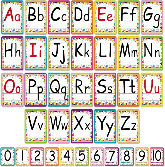 Bulletin Board Letters - ABC Alphabet Poster Classroom Decorating Set Toddler English Poster Kindergarten Elementary Classroom Nursery Home Wall Decoration（Multicolored Confetti）