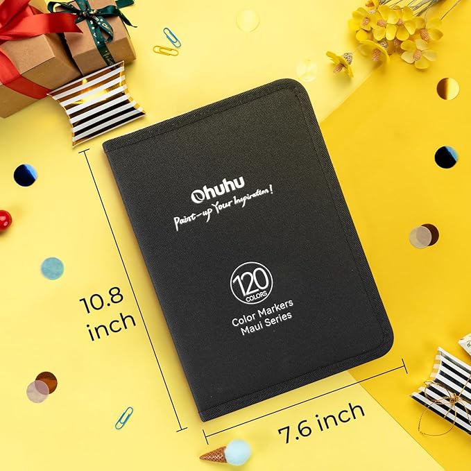 Ohuhu Markers for Adult Coloring Books No Bleeding 120 Colors Water-based Dual Tips Fineliner & Brush Coloring Markers for Kids Adults Beginners Drawing Pens for Journaling Lettering - Maui - White