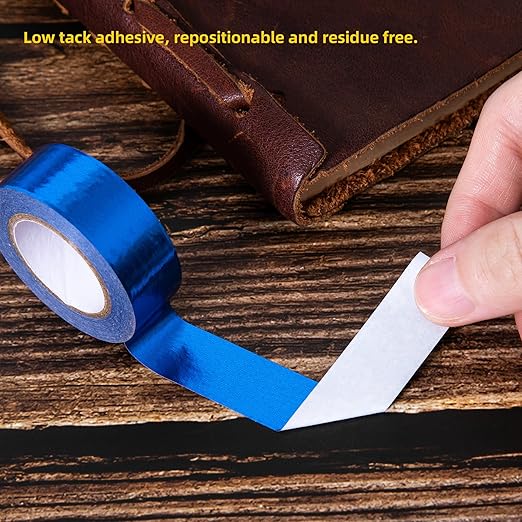 Solid Foil Washi Tape - Low Tack Self Adhesive Decorative Washi Tape Shiny Metallic Color - 3/5 Inch Wide and 66 FT Long Total, Blue