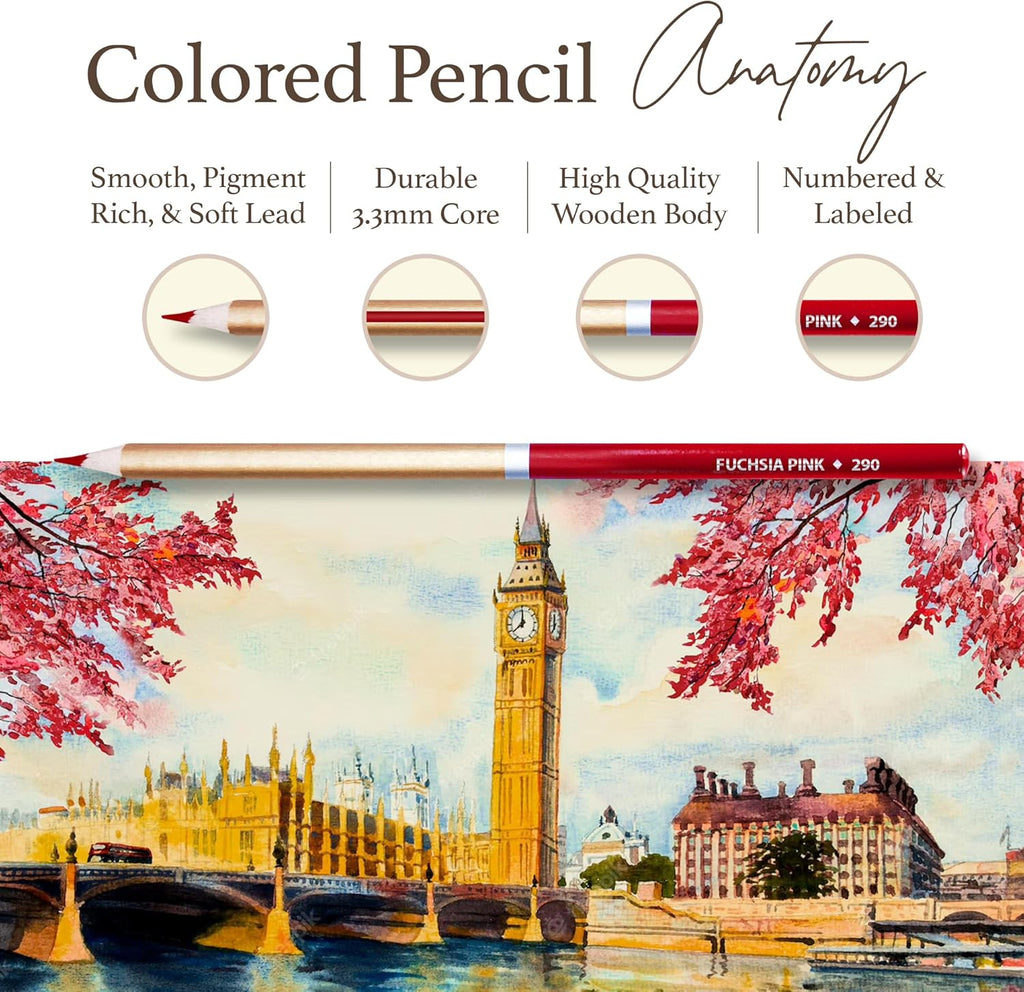 SCHPIRERR FARBEN - Premium Colored Pencils, Oil-Based Coloring Pencils, Soft-Core Color Pencil Set for Adults & Children, Non-Toxic Colored Pencil for Coloring, Sketching, & Doodling, 96 Colors