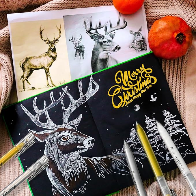 White Pens, 3Pack, White Gel Pens for Artists,1mm Extra Fine Point, White Gel Pen, White Ink Pen, White Pens for Black Paper, White Drawing Pens,White Pen for Artists Drawing