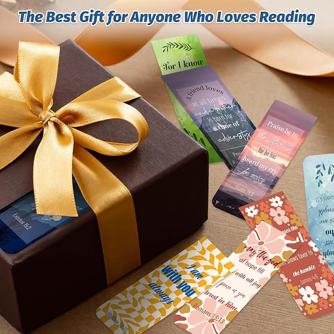 48 Piece Bible Verse Magnetic Bookmarks - Christian Scripture Inspirational Book Marks with Boxes - Religious Motivational Book Marker Prayer Page Clips for Women & Men Reading Gifts