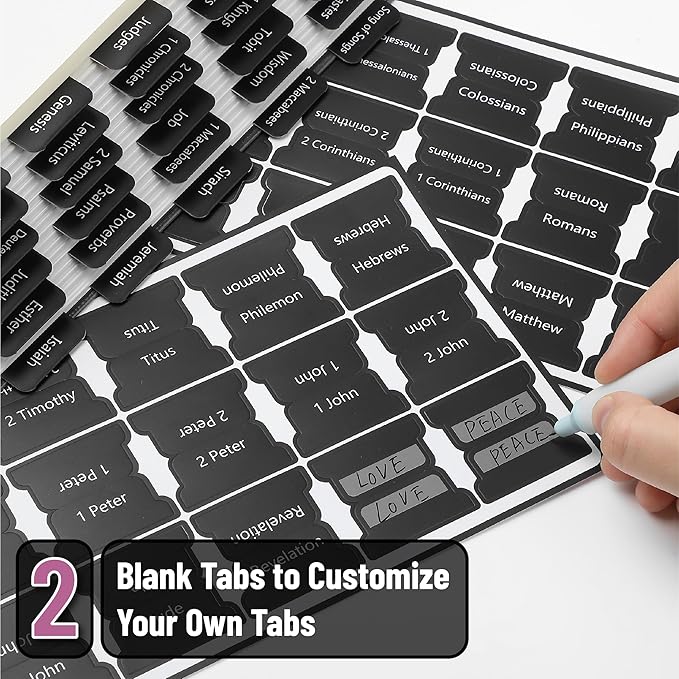 Mr. Pen- Bible Tabs, 75 Tabs, Black, Laminated Bible Tabs for Women and Men, Bible Tabs for Study Bible Index Tabs, Bible Book Tabs, Bible Labels Tabs, Mr Pen Bible Tabs for Women Study Bible