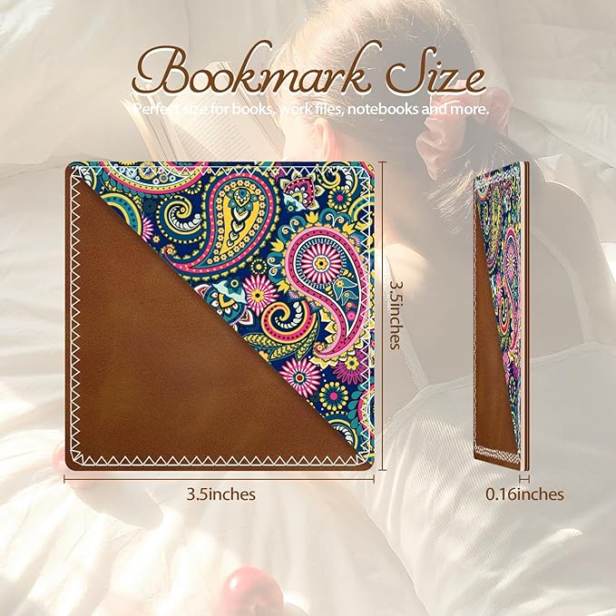 Personalized Leather Bookmarks, Fun & Cute Book Accessories for Reading Lovers, Unbreakable Page Markers for Women Men Girls Boys Student Teacher Kids Retirement Birthday Gifts (Colorful Swirl)