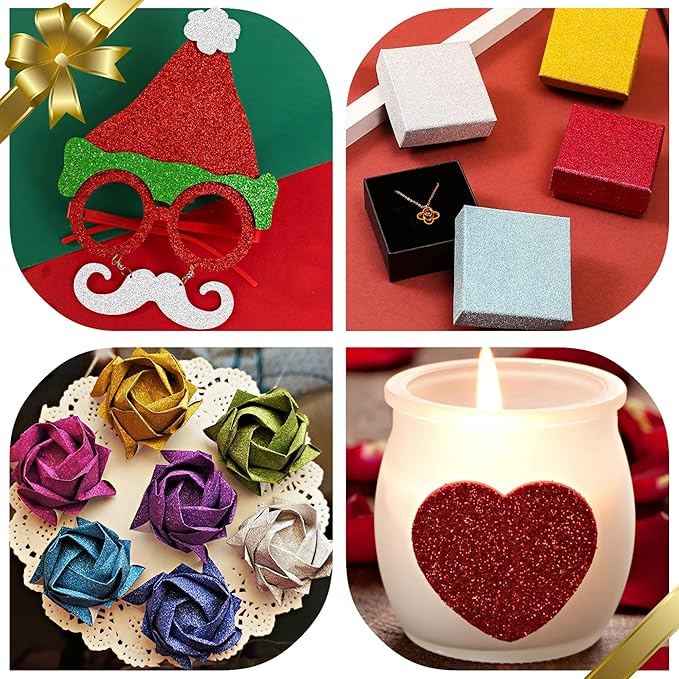 24 Sheets Silver Glitter Cardstock Paper, A4 Premium Sparkly Paper for Scrapbook, DIY Projects, Party Decoration, Gift Box Wrapping 250GSM/92lb