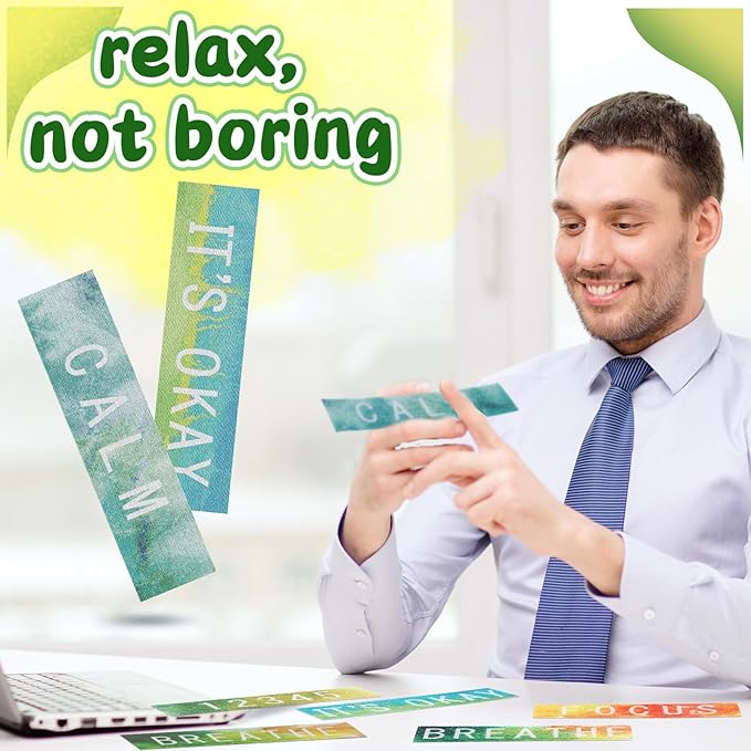 Crtiin 80 Pcs Anxiety Sensory Stickers with Inspirational Quotes Calm Textured Strips Relief Mental Health Stickers School Office Adhesive Sensory Tape Anti Stress Toys for Adults Teens (Dazzling)