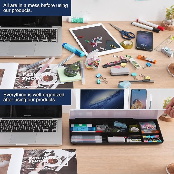 TSJ OFFICE Whiteboard Weekly Dry-Erase-Board - Desktop White Board Calendar Desk Organizers with Accessories Computer Keyboard Stand with Drawer, for Office, Home, School Supplies