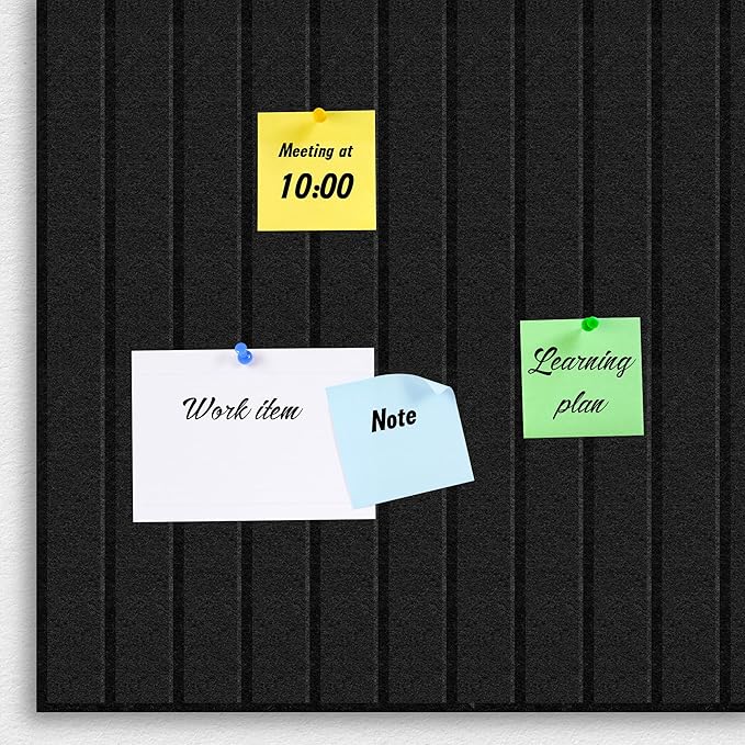 Large Cork Board for Office Black Felt Board Alternative-12 Pack Felt Wall Tiles for Office Wall Decor,Felt Bulletin Board Tiles,Push pin Board Wall Organizer for Office