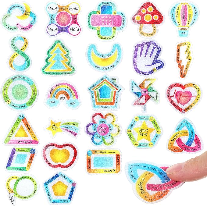 50 Pcs Anxiety Sensory Stickers Calm Stickers Reusable Sensory Strips Adhesive Textured Strips Toys Stress Anxiety Relief Items for Adult Teen Classroom Desk Office Fidget Supplies (Mindfulness)