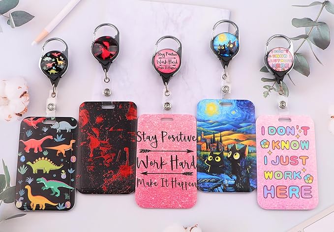 Pink Layard for Keys Funny Work ID Badge Holder Lanyard & Retractable Badge Reel Cute Key Lanyard for Women Girls Staff for ID Badges Aesthetic ID Card Holder Lanyard