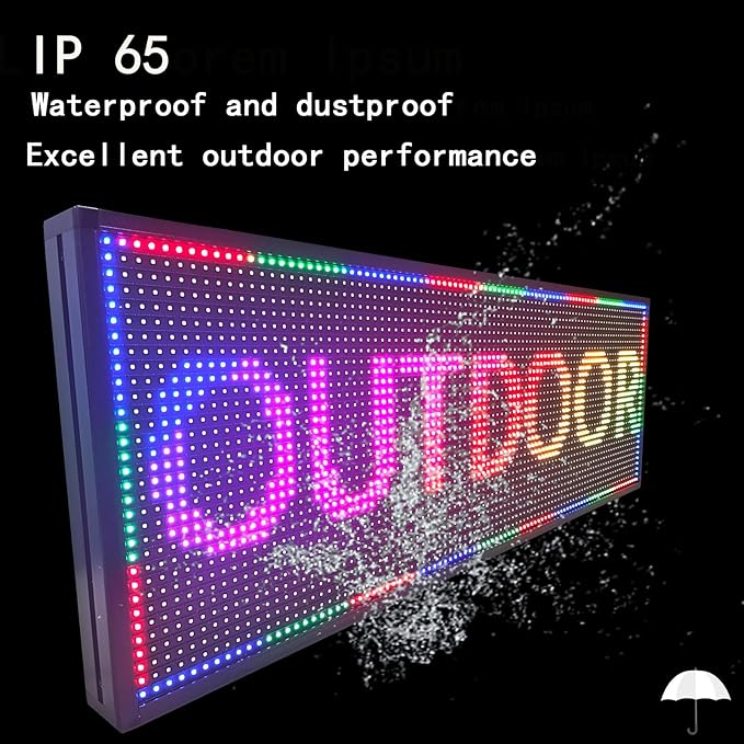P10 Digital Scrolling Led Sign Board Programmable, Outdoor Waterproof Full Color High Brightness Wifi Control, for Business Store Restaurant Window 39''x14''