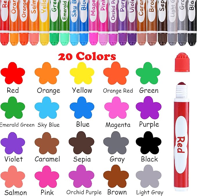 Dot Markers, 20 Colors Washable Dot Paint Markers for Toddlers Kids Preschool, Bingo Daubers Supplies, Painting Art and Crafts Kits Coloring Set, Class Valentine Gift Art Party