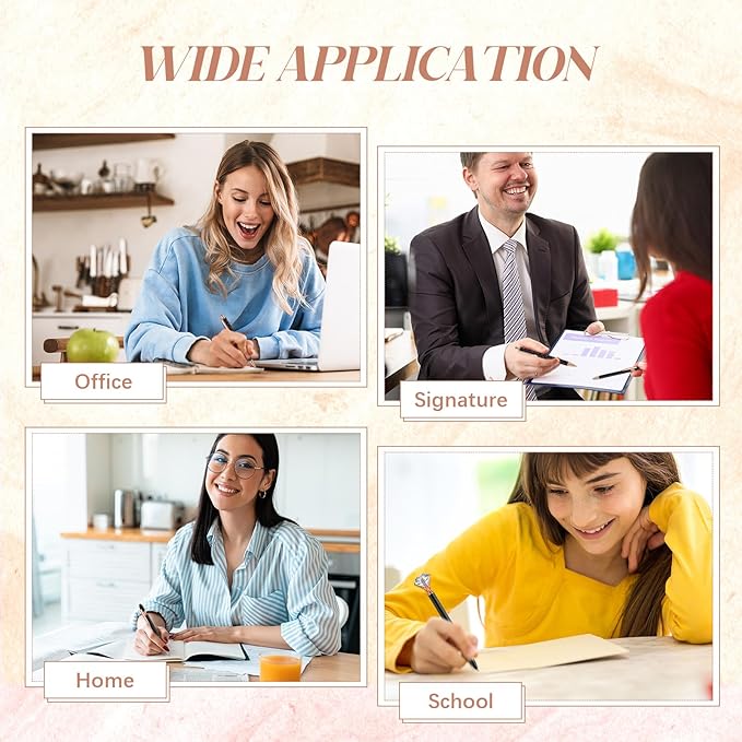 Sabary 8 Pcs Ballpoint Pens with Pen Holder for Desk Metal Crystal Diamond Pen Glitter Pencil Holder Fancy Pens Black Ink Bling Desk Organizer for Women Girls Office School Wedding Gifts (Black)