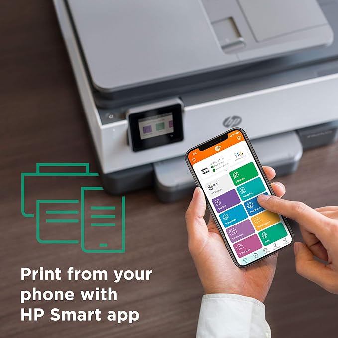 HP OfficeJet Pro 9015e Wireless Color All-in-One Printer with bonus 6 months Instant ink with HP+ (1G5L3A),Gray