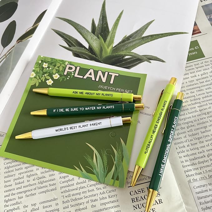 Jxueych Funny Pens 5-Count, Black Ink,Medium Nib 1.0mm, Funny Office Gifts for Coworkers, Personalized Pens Vibrant Funny Quotes Swear Word Daily Pen Set (S)