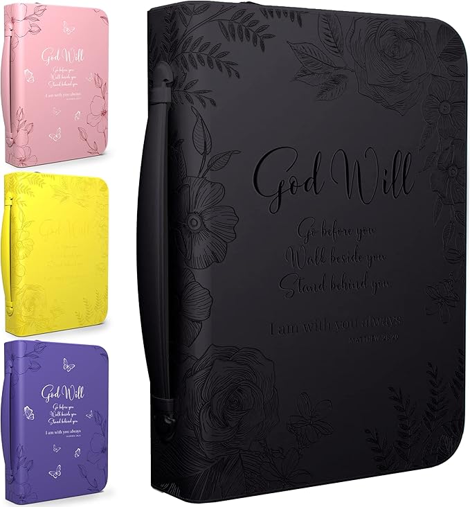 DEHITE Briefcase for Women – Leather Carrying Bag Extra Large Size – | Fits Book 11.12x8x2.12 IN | Pen Slots | Zippered Pocket | Premium Faux Leather | – Black Christian Gift Accessory