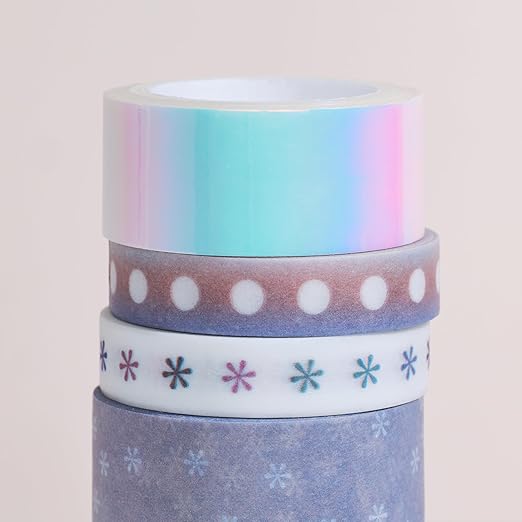 Erin Condren Essentials Iridescent Washi Tape 4-Pack | One Checklist Roll, to-Do List Roll, Two Decorative Rolls | Decorate Your Book and Elevate Your Look with This Stylish Washi Tape