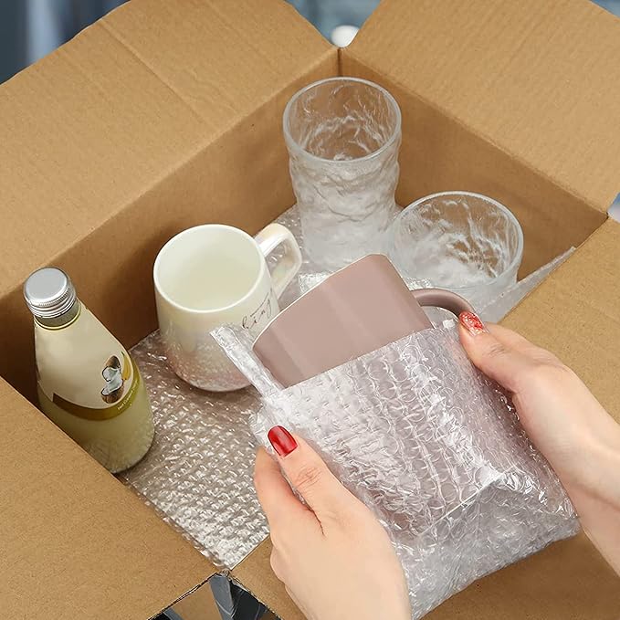 Clear Bubble Out Bags, 8 x 11.5 Inches. 25 Pack Self Seal Bubble Pouches. Polyethylene Clear Bubble Bags for Packing. Waterproof Clear Bubble Out Pouches for Fragile Things