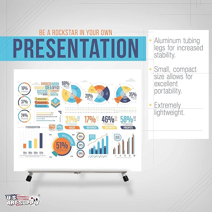 U.S. Art Supply 15" High Aluminum Tabletop Display Easel with Collapsible Folding Frame - Portable Artist Tripod Stand - Holds Canvas, Paintings, Books, Presentations, Photos, Pictures, Signs, Posters