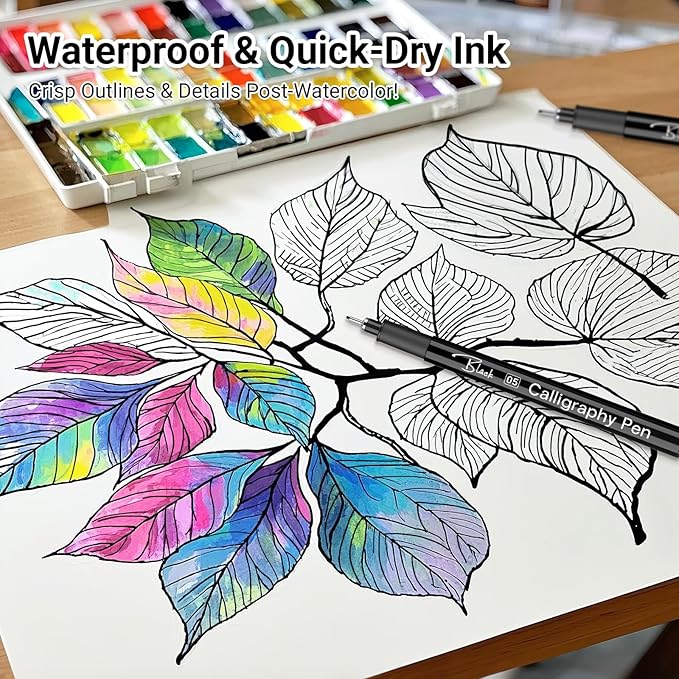 KERIFI Micro Fineliner Drawing Pens for Artists, 16 Black Fine Liner Markers, Waterproof Archival Ink Multiliner Pens, Technical Mandala Zentangle Book Accessories, Art Supplies Stuff Gifts for Adults