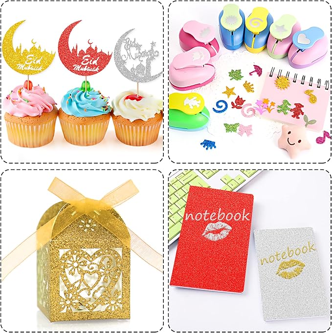 24 Sheets Red Glitter Cardstock Paper, A4 Premium Sparkly Paper for Scrapbook, DIY Projects, Party Decoration, Gift Box Wrapping 250GSM/92lb