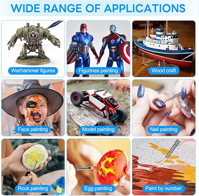 Detail Paint Brushes Set - 15pcs Miniature Paint Brushes, Art Painting for Acrylic Watercolor Gouache Oil & Face Painting, Models, Citadel, Figurine and Paint by Number Kit for Adults