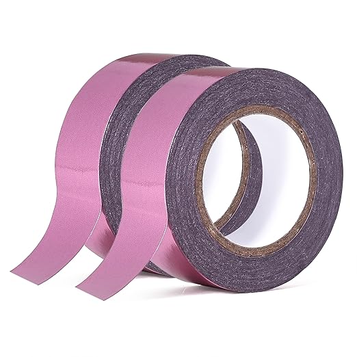 Solid Foil Washi Tape - Low Tack Self Adhesive Decorative Washi Tape Shiny Metallic Color - 3/5 Inch Wide and 66 FT Long Total, Pink