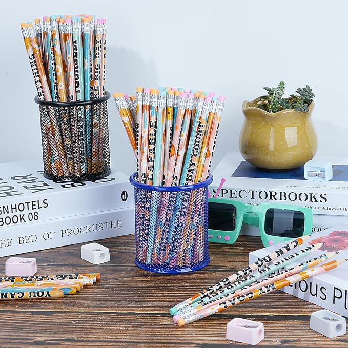 100 Pcs Retro Motivational Pencils Bulk, Inspirational School Pencils for Classroom, Cute Wood Pencils with Encourage Positive Saying, Back to School Supplies for Kids Student Teacher Classroom Reward