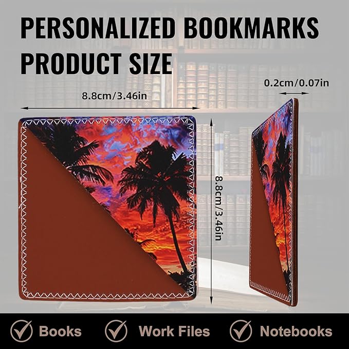 4 Pieces Leather Bookmarks, Cute Book Accessories for Reading Lovers, Page Markers for Women Men Kids Students Teachers Retirement Birthday Gift (Sunset)