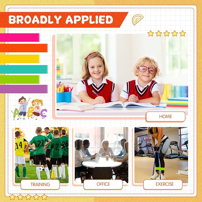 Berlune 24 Pcs Classroom Chair Bands Fidget Chairs and Desks Bands ADHD Autism Tools Bounce Flexible Seating for Classroom(Neon Colors, 1.1 mm)