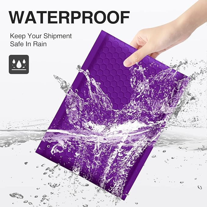 UCGOU Bubble Mailers 8.5x12 Inch Purple 25 Pack Usable Size 8.5x11 Poly Padded Envelopes #2 Medium Mailing Opaque Packaging Postal Self Seal Waterproof Boutique Shipping Bags for Clothes Makeup