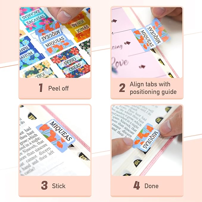 Bible Tabs for Study Bible, New & Old Testament Tabs Matte Laminated Bible Book Tabs Bible Journaling Supplies for Women(Large Print, Easy to Read) (Spanish-1)