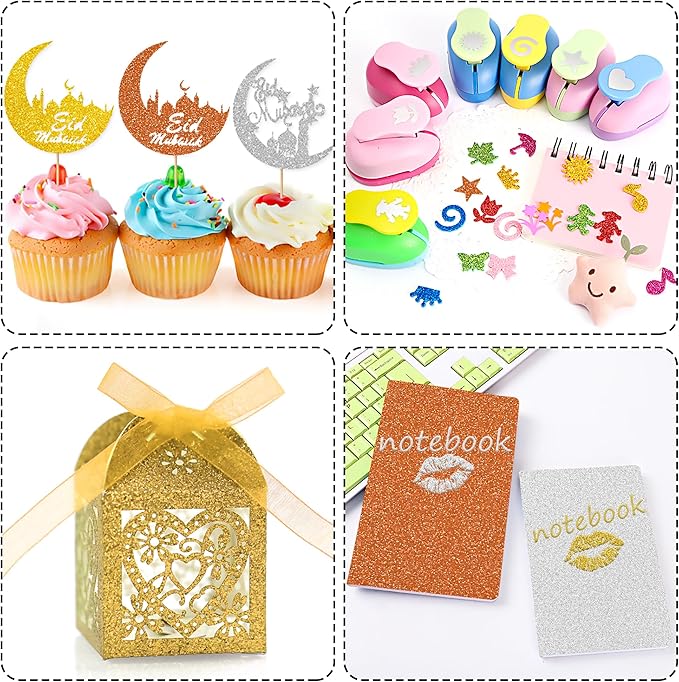 24 Sheets Orange Glitter Cardstock Paper, A4 Premium Sparkly Paper for Scrapbook, DIY Projects, Party Decoration, Gift Box Wrapping 250GSM/92lb