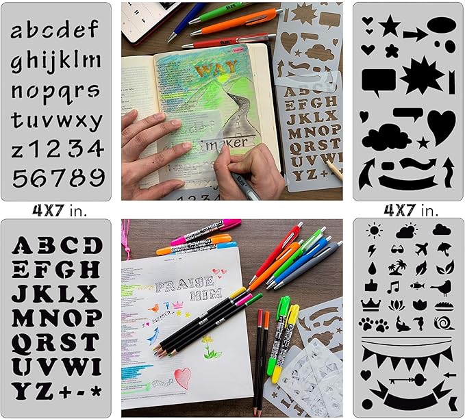 BLIEVE - Bible Journaling Kit With Gel Highlighters And Pens No Bleed, Scripture Markers and Pencils Supplies, Stencils Planner Set For Coloring Journal Art Illustrated By Faith Christian Gifts 24pcs