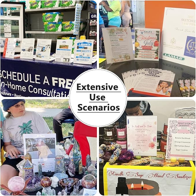 MaxGear Sign Holder 8.5x11 inches, Acrylic Sign Holder Slant Back Sign Holder Clear Sign Holder Plastic Paper Holder Table Top Sign Holder Plastic Display Stand for Office, Store, 10 Pack