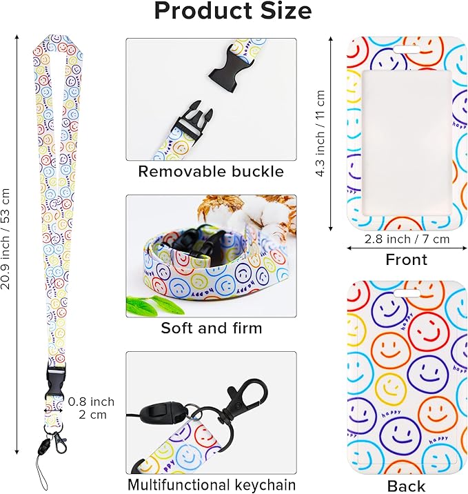 Cute ID Badge Holder with Lanyard Retractable Badge Reel Clip Funny Lanyards for ID Badges Name Tags Keychain for Office Teacher Doctor Student Women Men Nurse Accessories for Work