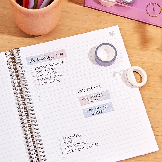 Erin Condren Essentials Iridescent Washi Tape 4-Pack | One Checklist Roll, to-Do List Roll, Two Decorative Rolls | Decorate Your Book and Elevate Your Look with This Stylish Washi Tape