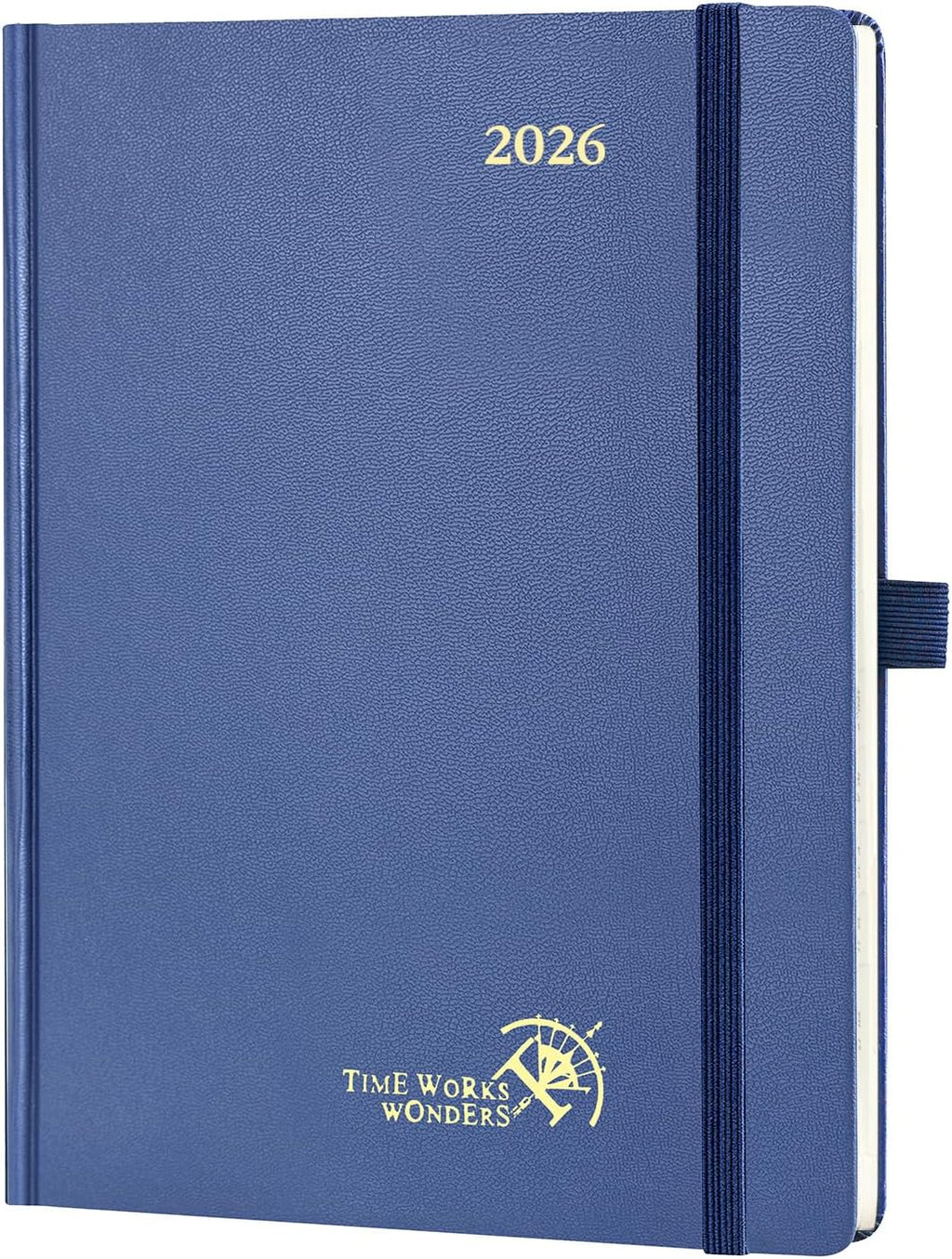 POPRUN 2026 Planner (Medium Size 8.5''x 6.5'' Hardcover) - Daily Weekly and Monthly Calendar Agenda 2026 Appointment Book with Hourly Time Slots, Monthly Tabs, 100 GSM - Navy Blue