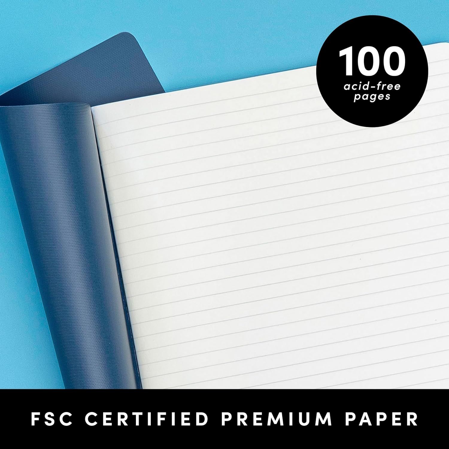 PAPERAGE Soft Cover Lined Journal Notebook, 2 Pack, (Blue Pansies), 100 Pages, Large 7.5 inches x 9.5 inches, College Ruled, Ideal for Note Taking & Travel Journal