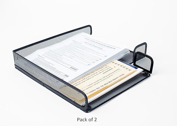 L-Tray Pack of 2, Paper Tray, Document Tray, Magnetic Steel