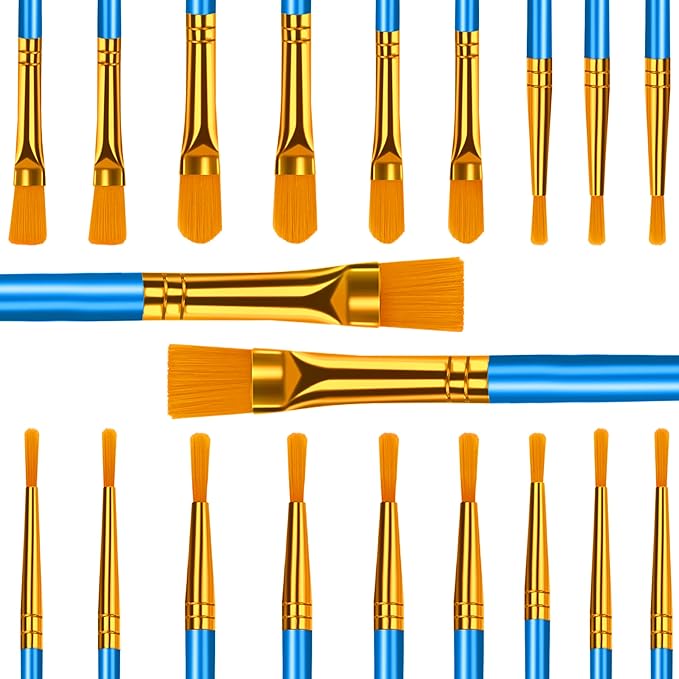 Paint Brushes Set for Acrylic Painting, 20 Pcs Art Painting Brushes Nylon Acrylic Paint Brush, 10 Sizes Paint Brush for Kids Adults Oil Watercolor Rock Painting Body Face Nail Art