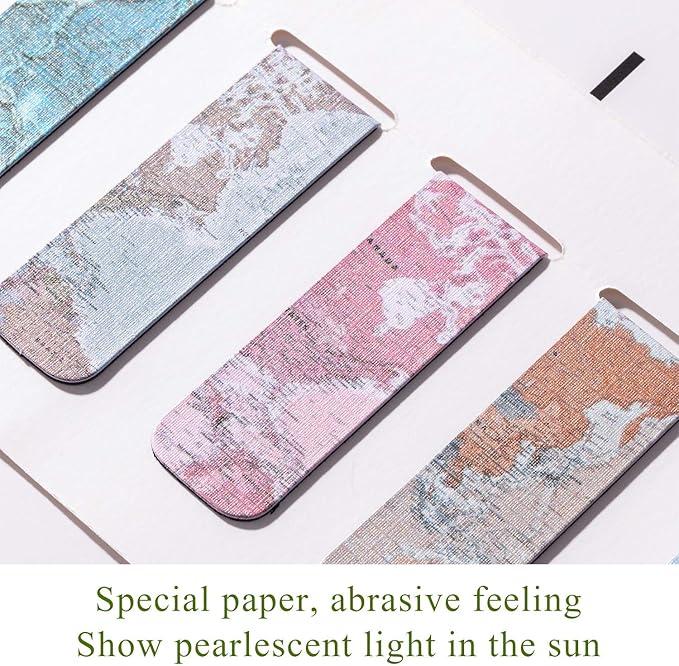 Chinco 10 Pieces Magnetic Bookmarks Magnet Page Markers Assorted Book Markers Set for Students Reading Gifts for Christmas(Map)