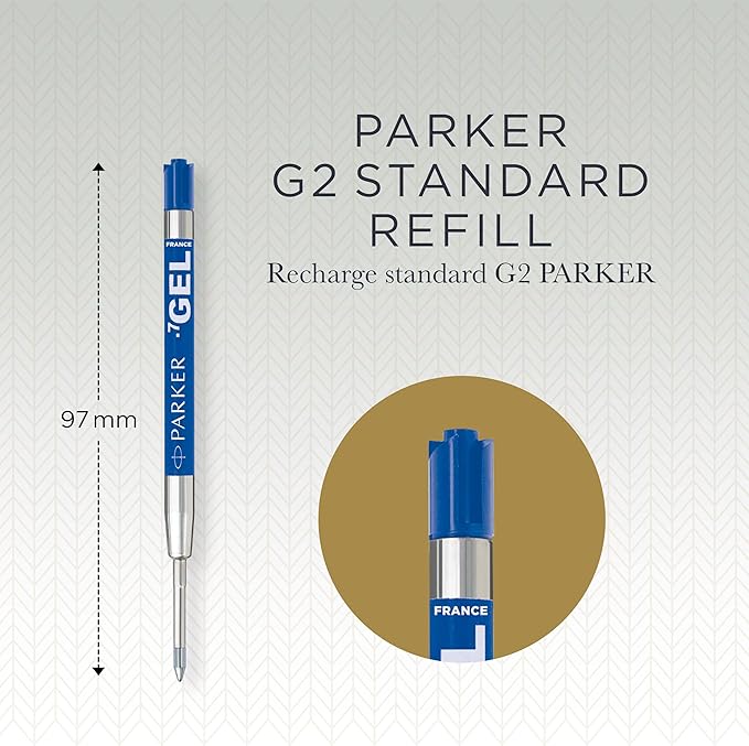 Parker Refill for Parker Retractable Gel Ink Roller Ball Pens, Medium Conical Tip, Blue Ink, 2/Pack