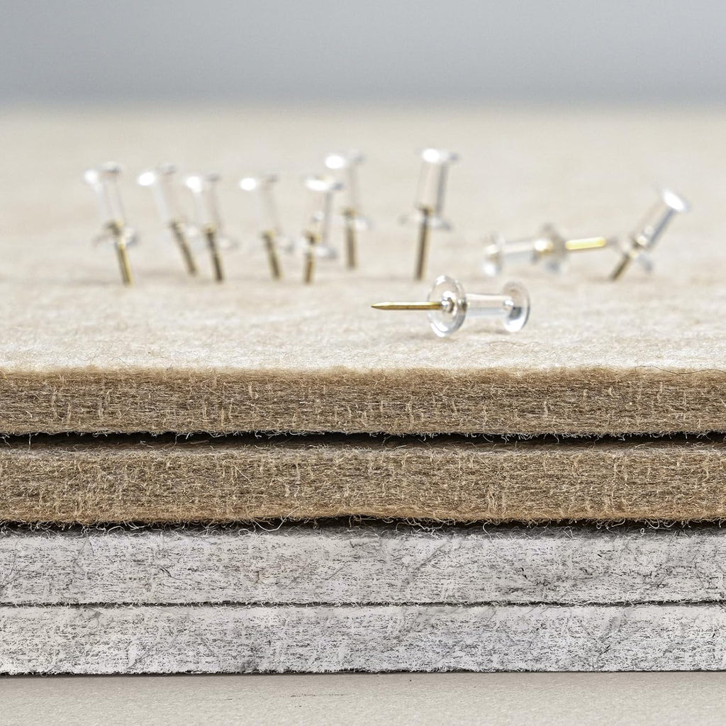 Bulletin Board, 36 x 24 inches Felt Board - Decorative Pin Board, Cork Board Alternative for Wall, 3' x 2' Foldable Picture Board Self-Adhesive Vision Board with 20 Pushpins - Marble White