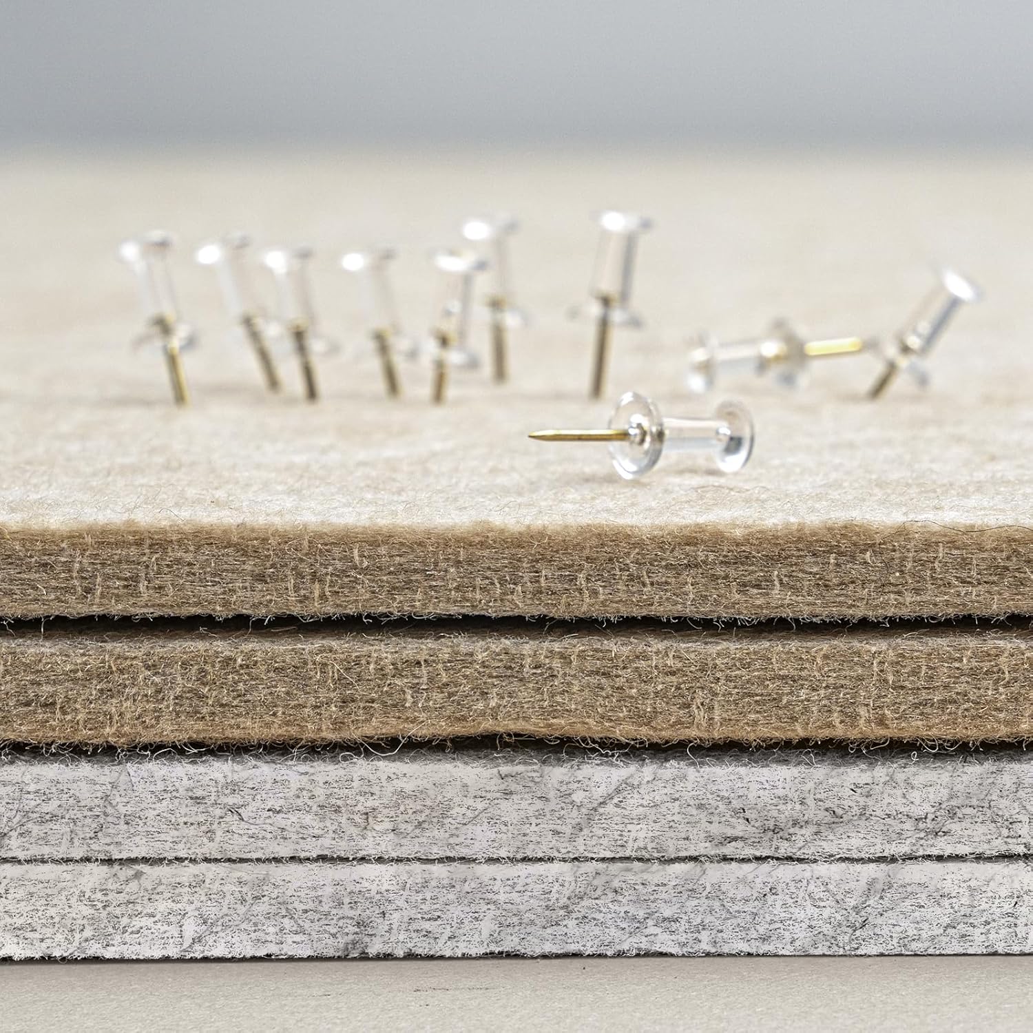 Bulletin Board, 36 x 24 inches Felt Board - Decorative Pin Board, Cork Board Alternative for Wall, 3' x 2' Foldable Picture Board Self-Adhesive Vision Board with 20 Pushpins - Marble White