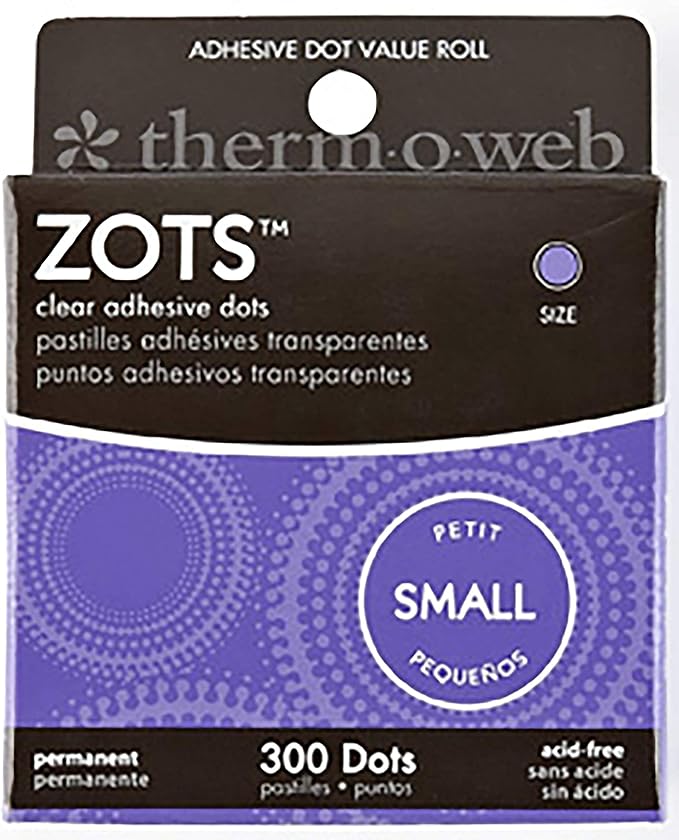 Thermoweb Zots Clear Adhesive Dots, Small, 3/16-Inch-by-1/64-Inch Thick, 300-Pack